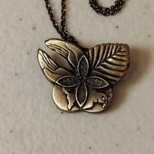 Sterling Silver World Peace Prayer Dove Cross Butterfly Brooch Pendant Necklace